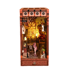 Bustling Street Scene Wooden Book Nook